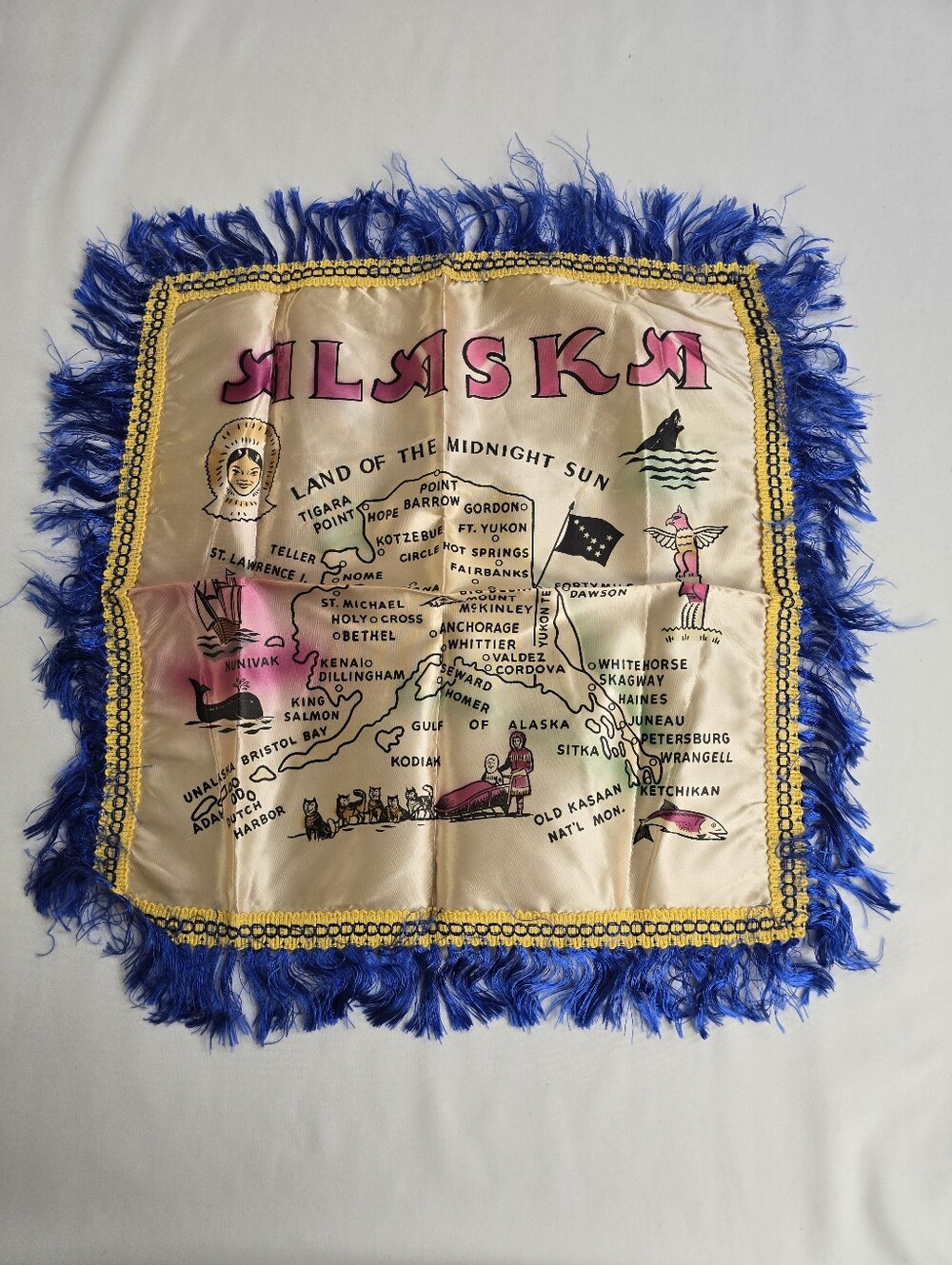 Alaska Land Of The Midnight Sun Travel Souvenir Pillow Cover Fringe